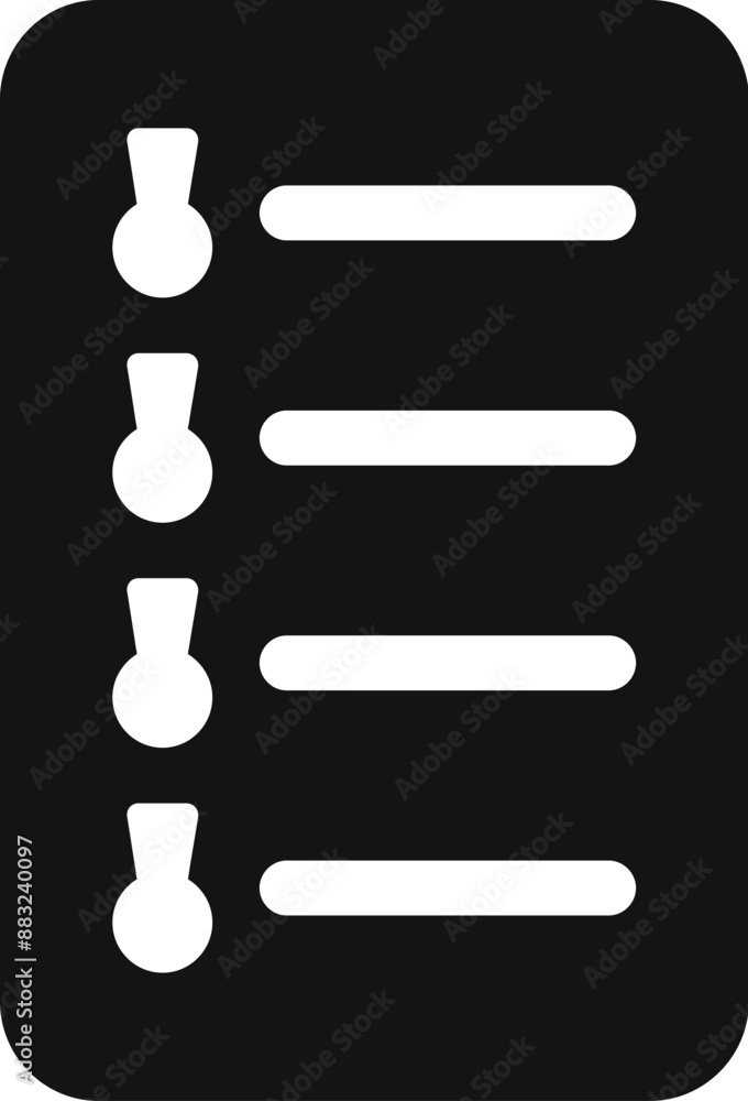 Poster simple black and white icon showing a checklist with tasks completed