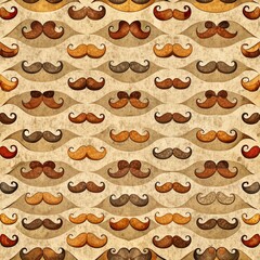 Seamless Pattern of Cute Mustaches on Cream-Colored Quilted Texture Background. Perfect for: Movember, Men's Health