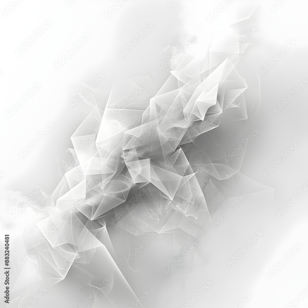 Aufkleber emerging geometric shapes in wispy white smoke with soft textures and sharp lines
