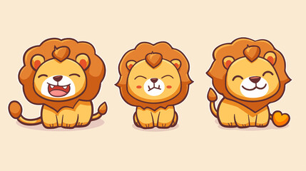 Fototapeta premium funny lion cartoon character, set of cartoon animals