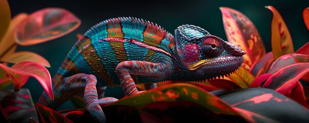 Vibrant Chameleon Blends into Nature Generative AI