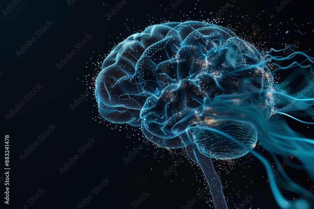 Aufkleber futuristic ai brain network concept generative ai
