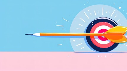 Arrow hitting bullseye on target, symbolizing success and achieving goals.