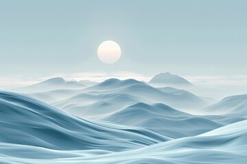Fototapeta premium Winter Sun Over Snowy Peaks