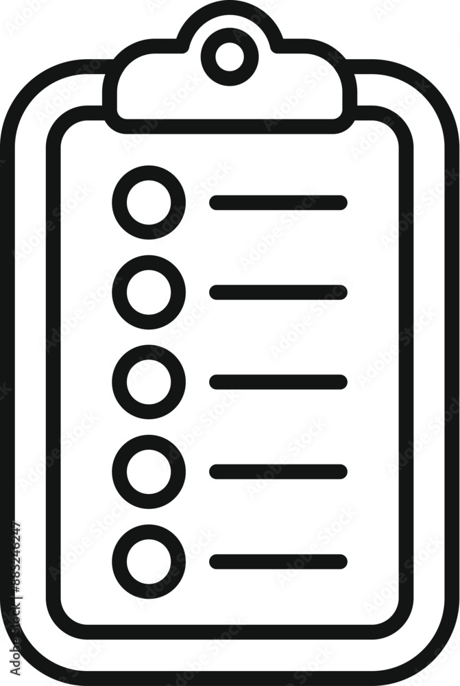 Poster line art icon of a clipboard with a checklist, representing the concept of task management and organ