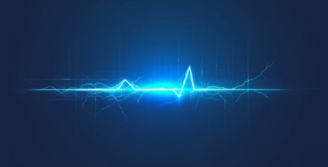 Blue Glowing Lightning Bolt on Dark Background. Vector Illustration Representing Energy and Electric Power Concept