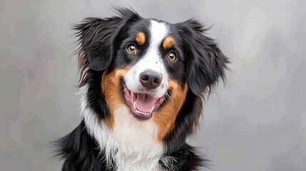 Semi close-up of a dog showing joy, playful expression, vibrant colors