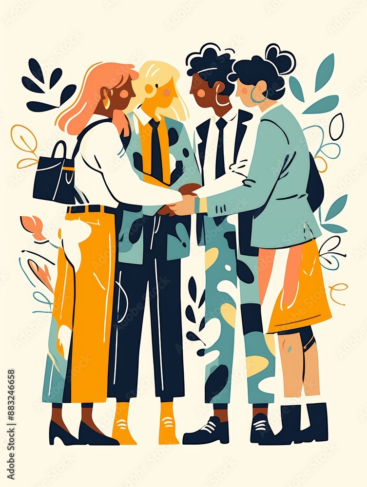 Poster diverse team managing corporate social responsibility program generative ai