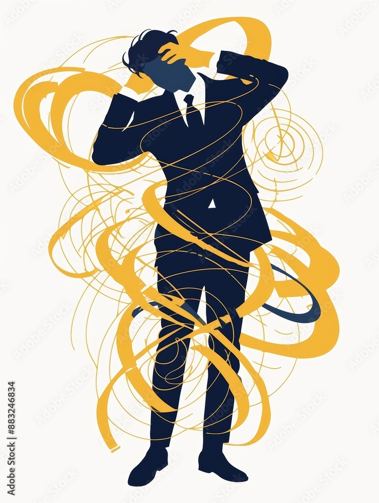 Poster businessman conducting sensitivity analysis on plain background generative ai