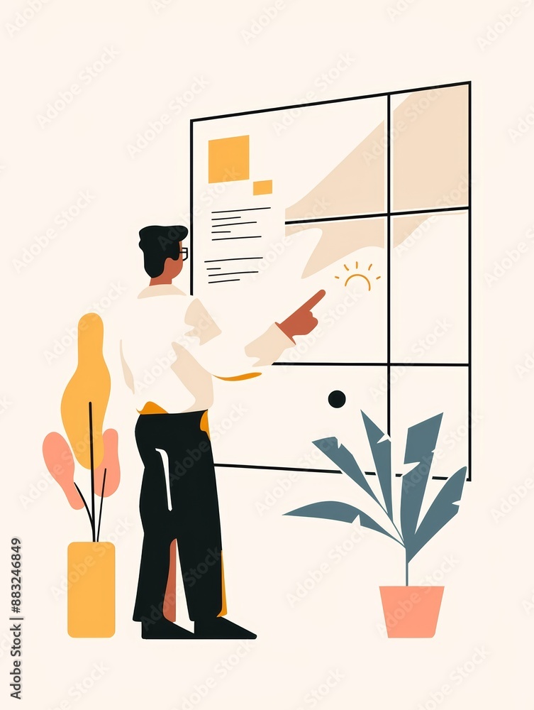 Poster businessman conducting sensitivity analysis on plain background generative ai
