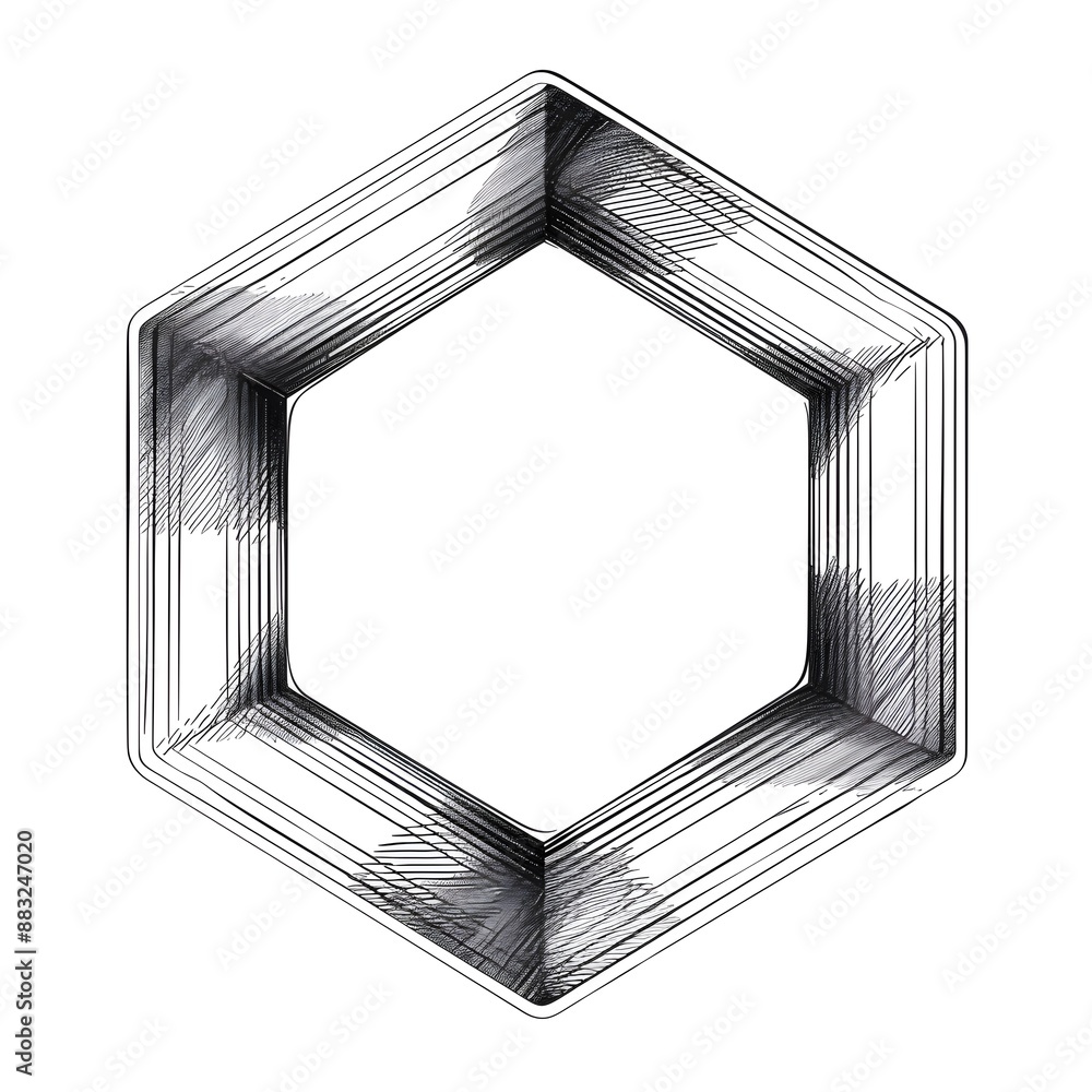 Poster hexagonal line frame with simple clean lines for creative layouts and abstract designs