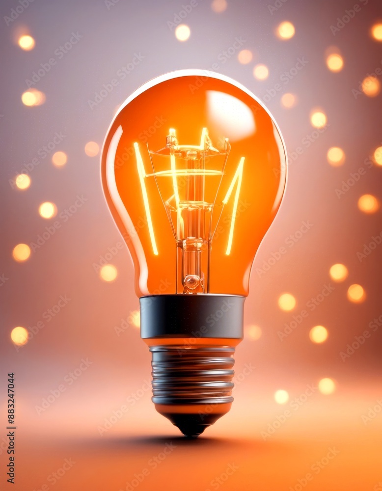 Poster concept 3d background idea orenge view light rendering top bulb lamp energy electricity bright power