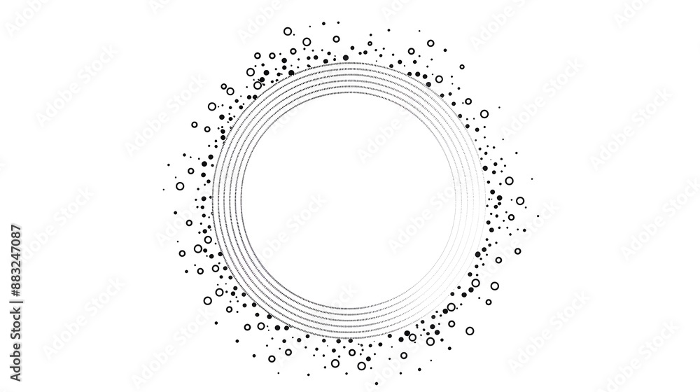 Aufkleber minimalist circular line frame with dotted border for labels or decorative elements