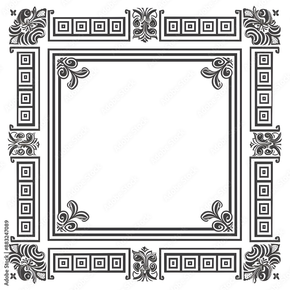 Poster timeless and sophisticated square line frame with classic greek key border perfect for formal docume