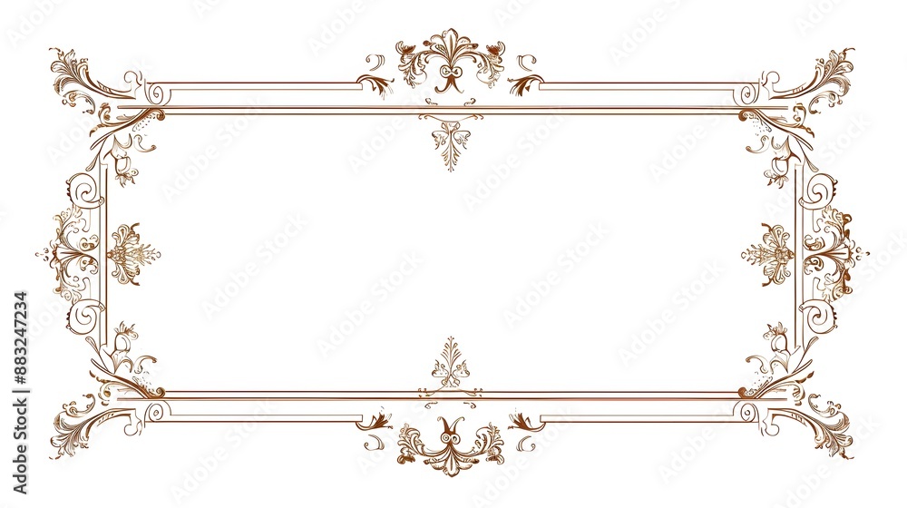 Poster charming classic rectangular line frame with scalloped edges on white background
