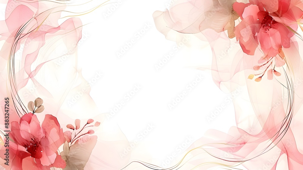 Poster simple rectangular line frame with scalloped edges on white background