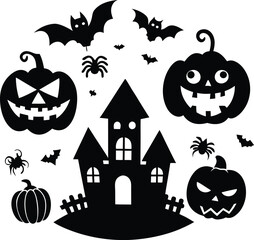 hallowen ornament illustration. oliday, halloween, october, scary, horror, pumpkin,happy halloween,halloween background