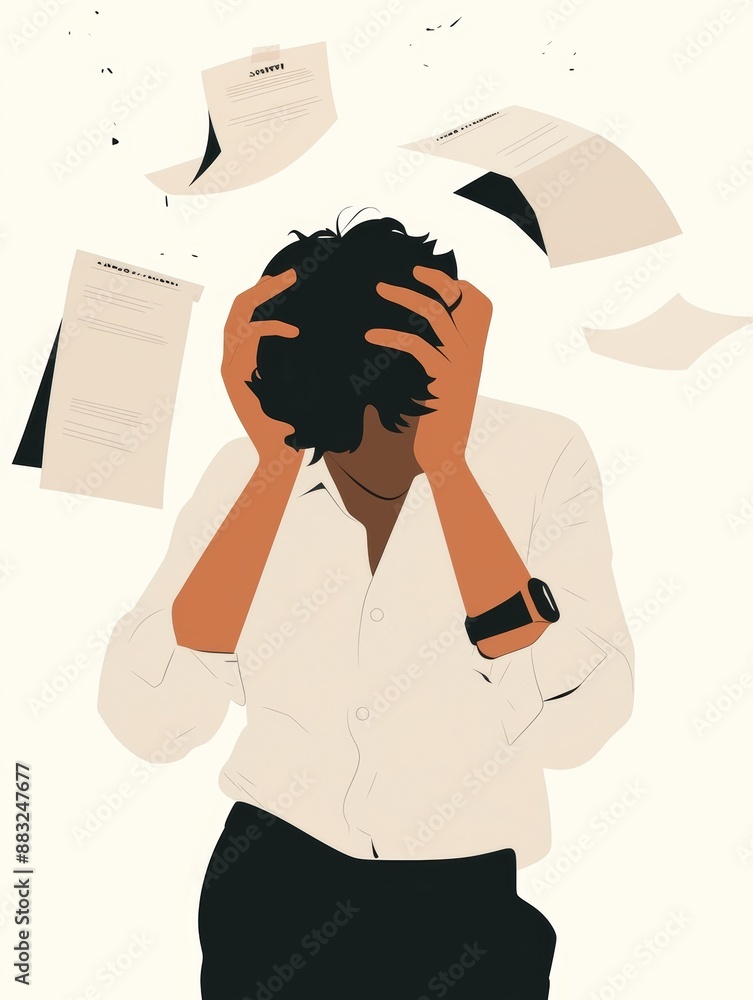 Poster businessman reviewing documents on a simple background generative ai