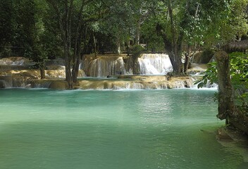 Naklejka premium Tad Sae Waterfalls, Luang Prabang, Laos