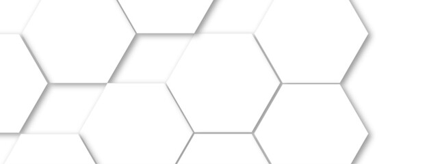 Fototapeta premium Abstract white hexagon pattern background. Abstract hexagon technology design background. Futuristic honeycomb mosaic white background. Vector Illustration. 