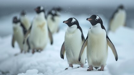 Fototapeta premium Two penguins on the rocks