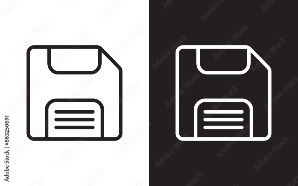 Fototapete save file button icon, floppy disk symbol. record line concept. save diskette graphic design. save i