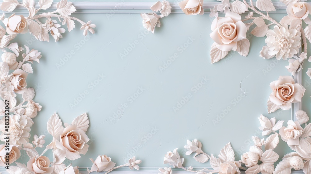 Poster a sophisticated silver frame with an intricate rose border, designed to enhance the beauty of any co