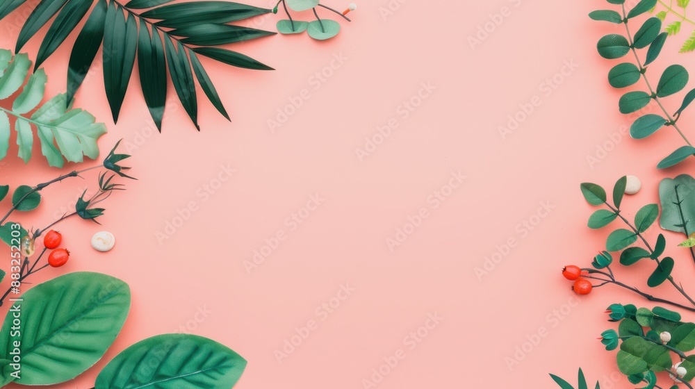 Poster a warm brown foliage border encircling a minimal, open space, perfect for adding text or images. the