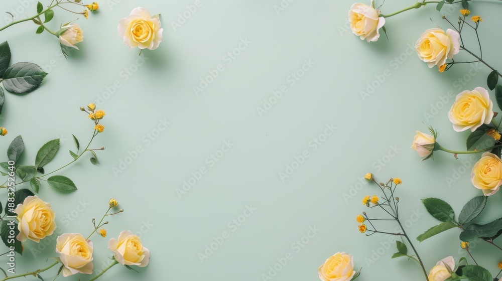 Poster a simple yet stylish border of yellow roses, encircling a blank white space for text or graphics. th