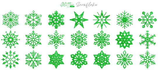 Green snowflakes glitter, Christmas luxury decoration shiny sparkling