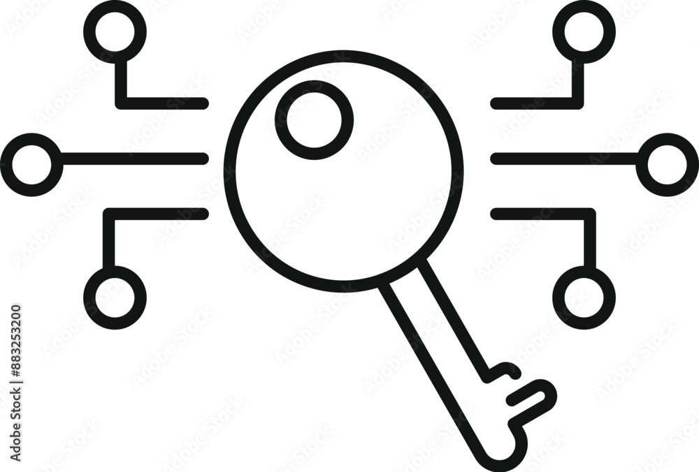 Poster key is unlocking digital data access with a secure connection, symbolizing cybersecurity and online 