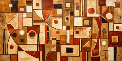 Abstract Geometric Composition in Earthy Tones, geometric , abstract art ,  modern art , contemporary art