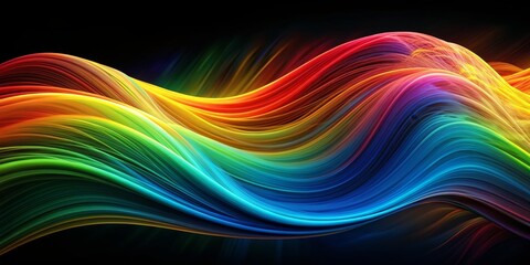 Fototapeta premium Abstract Rainbow Waves, digital art, colorful background, flowing lines, vibrant colors, abstract art, wave