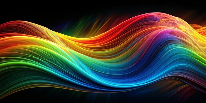 Abstract Rainbow Waves, digital art, colorful background, flowing lines, vibrant colors, abstract art, wave