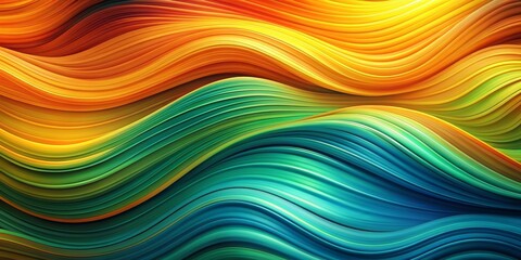 Obraz premium Abstract Wavy Lines in Orange, Green, and Blue, abstract , wave , curve , colorful