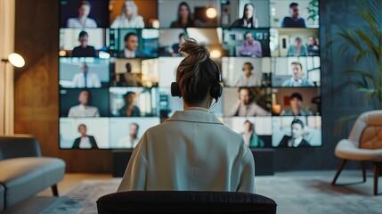 Office Setting with Person Attending Online Meeting