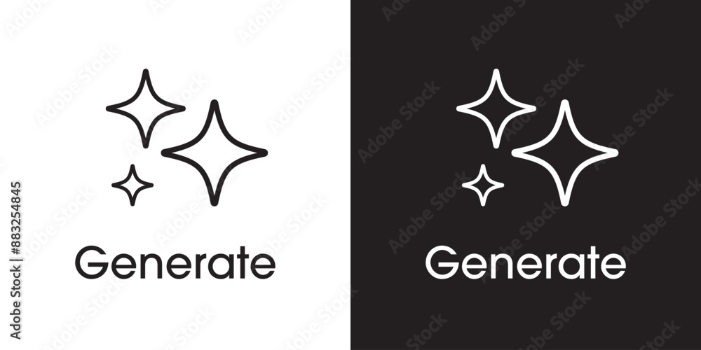 Poster Ai generated icon. AI star line icon. Tools for Generate from the Text. Computer help assistant. Large data processing, database concept. Icon element design for app and web. Vector illustration.