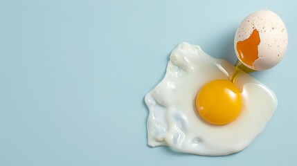 A cracked egg with golden yolk spilling out