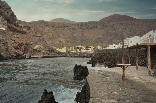 Tamaduste, Valverde, El Hierro Island. Canary islands. Small coastal town near the airport. All its streets lead to a large natural pool with calm, crystal-clear waters.