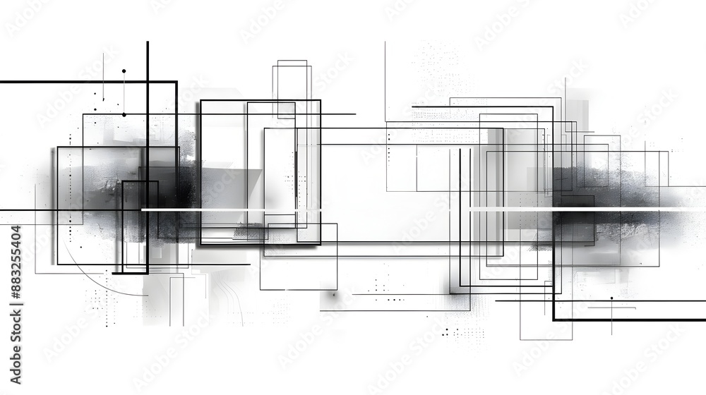 Poster rectangular line frame with geometric accents for creative layouts and abstract designs