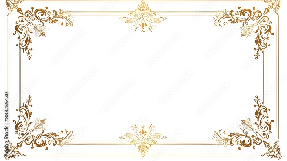Poster rectangular line frame with intricate corner flourishes elegant and suitable for formal announcement