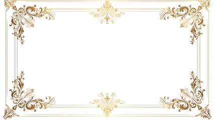 Rectangular Line Frame with Intricate Corner Flourishes  Elegant and Suitable for Formal Announcements or Decorative Prints