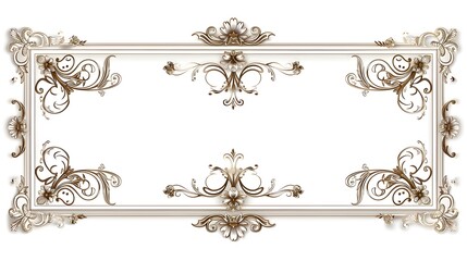 Fototapeta premium Intricate Rectangular Line Frame with Ornate Corner Flourishes for Formal Announcements or Decorative Prints