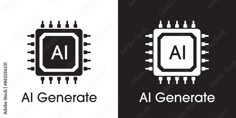 Poster Generate icon. AI chipset. Tools for Generate from the Text. Processor chip icon. Computer help assistant. Large data processing, database concept. Vector illustration for web, apps, UX and UI.