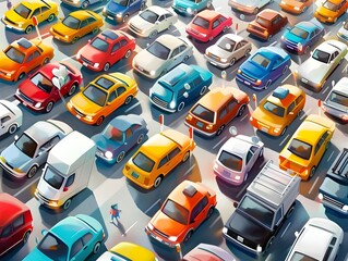 Rush Hour Traffic Chaos as Vehicles Merge in Congested City Streets