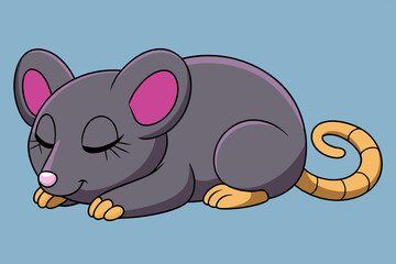 cute sleeping rat vector illustration 