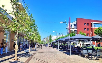 Photo of Ethnikis Antistaseos pedestrian street in Peristeri, Attica, Greece. Ethnikis Antistaseos...