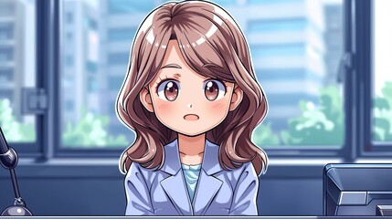 Anime Woman in Office