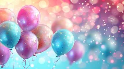 Colorful Balloons and Bokeh Celebration