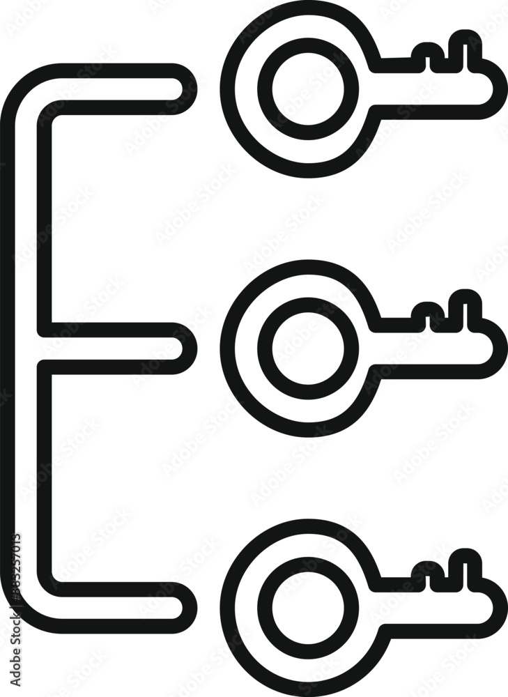 Poster line drawing of keys accessing data, illustrating the concept of password management for online secu